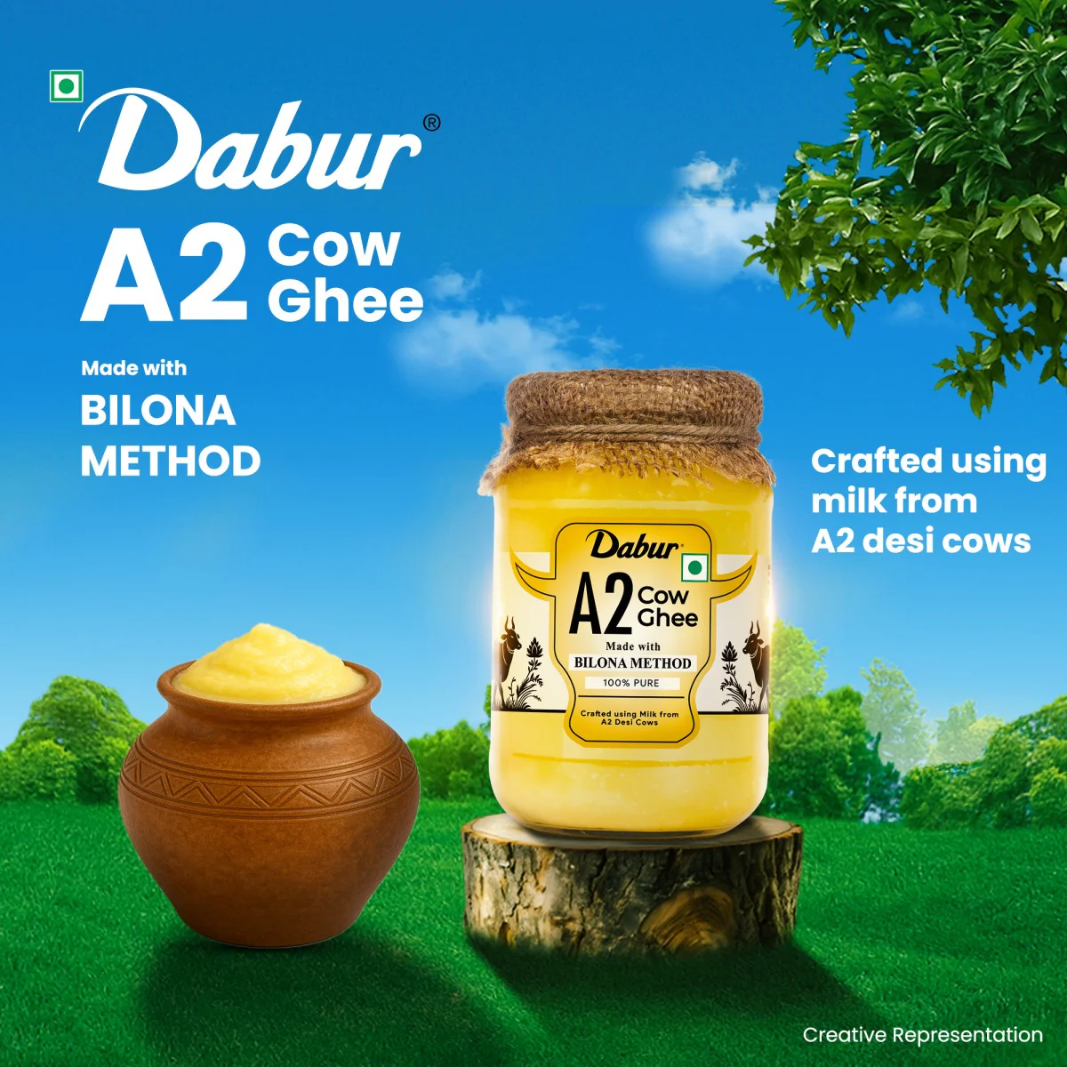 Dabur A2 Cow Ghee | Rich in Vitamin A & Antioxidant | Bilona method | Helps balance Vata & Pitta Dosha | Made from desi cows Milk - Image 3
