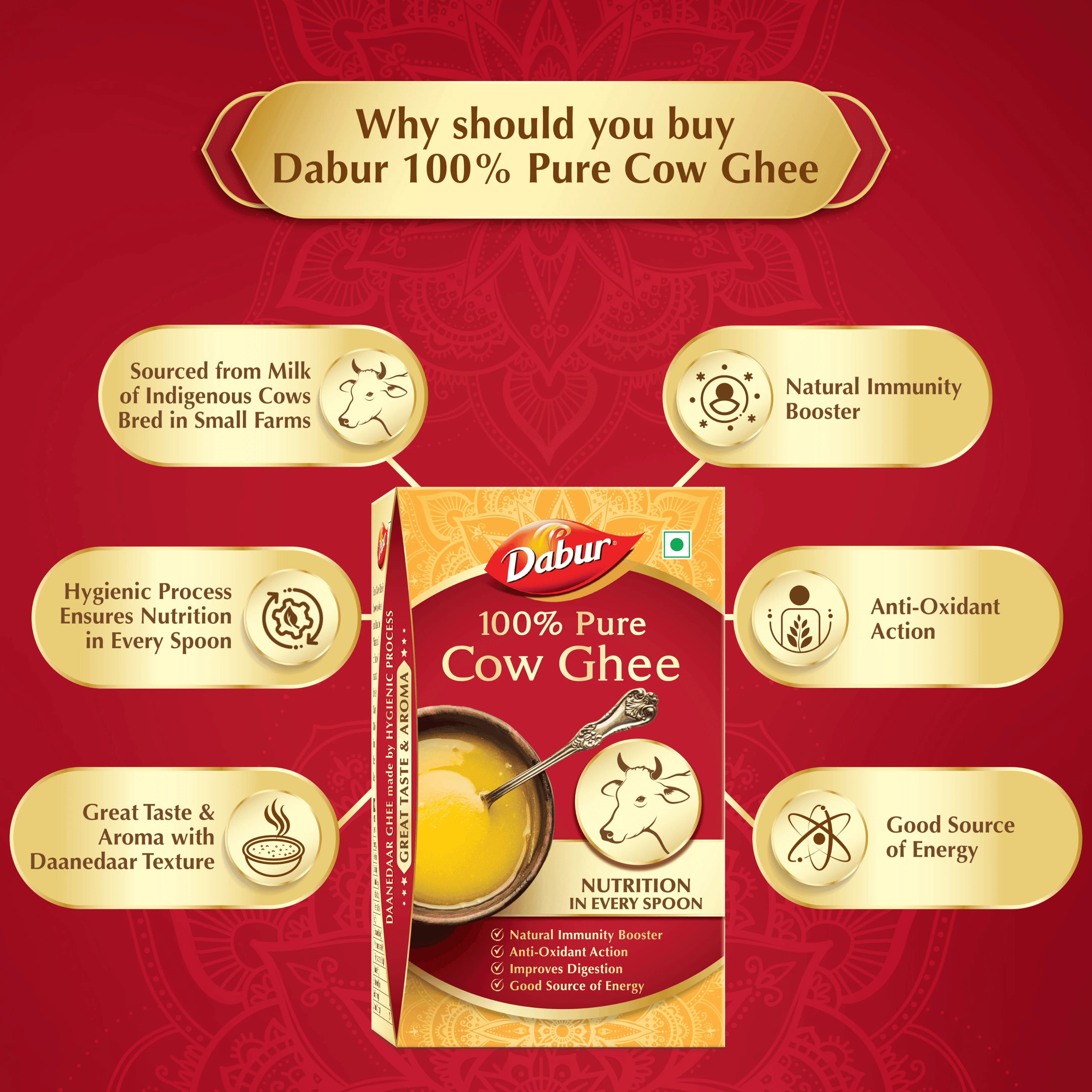 Dabur Cold Pressed Mustard Oil 1L+ Daanedaar Cow Ghee – 900ML | Authentic Taste & Health - Image 10