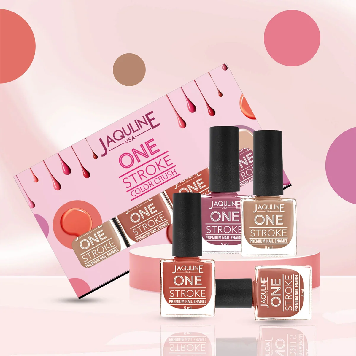 Jaquline USA Color Crush Matte Finish Nail Paint Set Of 4, 5Ml Each - Image 5